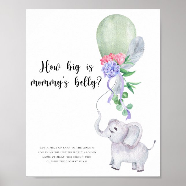 Elephant & Balloon How big is mummy's belly game Poster (Front)