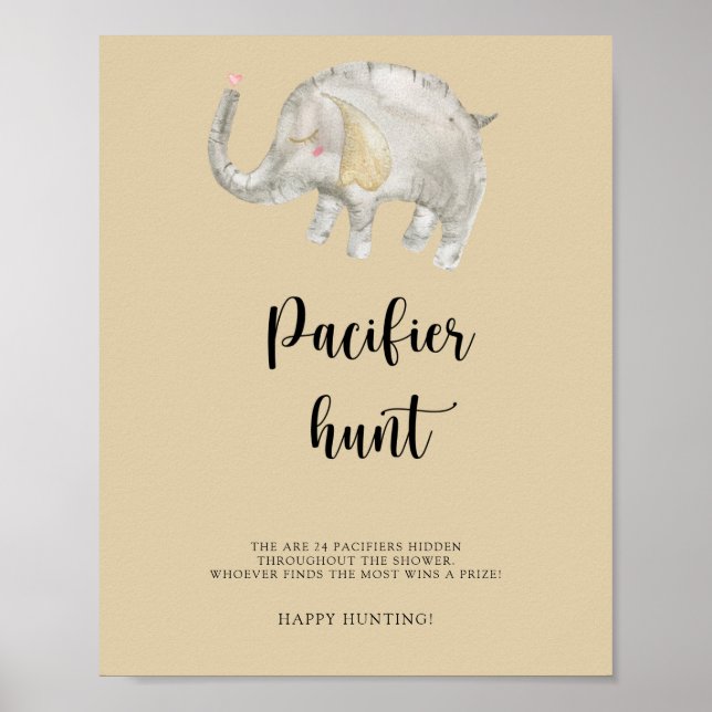 Elephant Balloon - Pacifier hunt baby shower game Poster (Front)