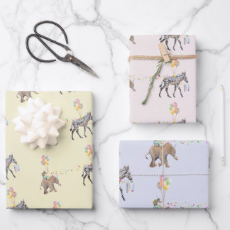 Elephant balloon Party Cadeaupapier Vellen Set Wrapping Paper Sheet
