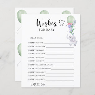 Elephant & Balloon - Party game wishes for baby