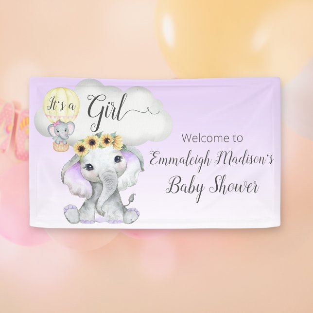 Elephant Balloon Purple Baby Shower Welcome Sign (Creator Uploaded)