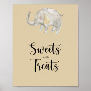 Elephant Balloon - sweets and treats baby shower Poster