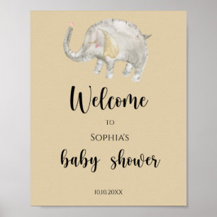 Elephant Balloon Welcome baby shower Poster