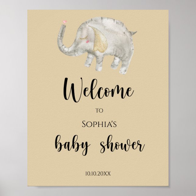 Elephant Balloon Welcome baby shower Poster (Front)