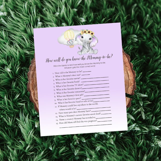 Elephant Balloon You Know Mom2Be Purple Baby Game (Creator Uploaded)