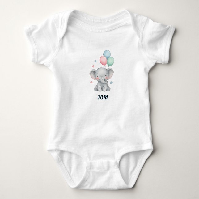 Elephant Balloons Baby Bodysuit (Front)