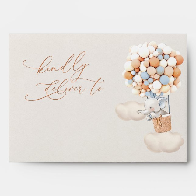 Elephant Balloons Baby Shower Envelope (Front)