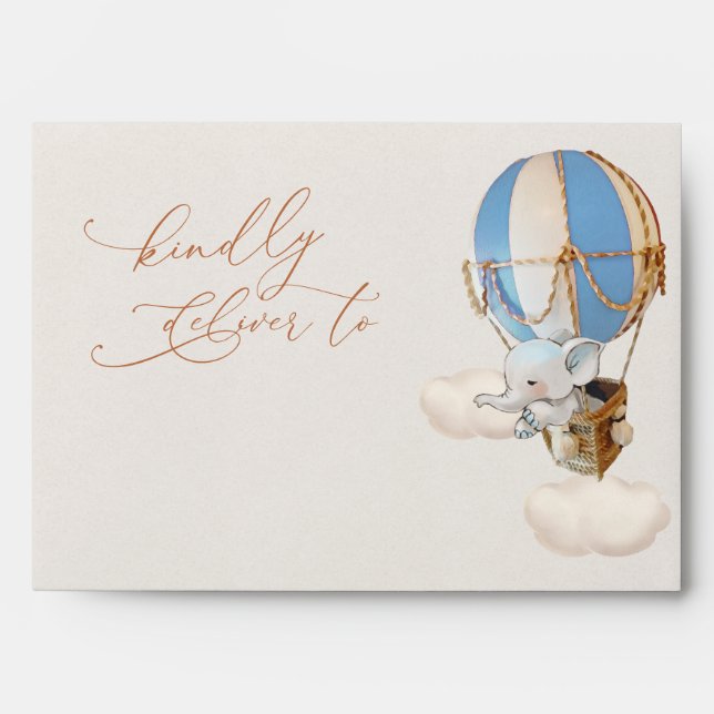 Elephant Balloons Baby Shower Envelope (Front)