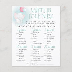 Elephant Balloons Baby Shower Purse Game