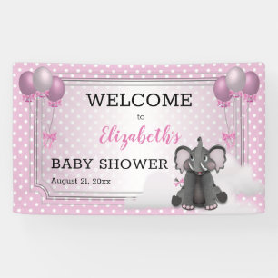 Elephant   Balloons   Dots Girl Pink Baby Shower Banner