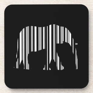 ELEPHANT BARCODE Animal Bar Code Pattern Design Coaster