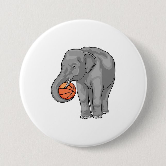 Elephant Basketball player Basketball 7.5 Cm Round Badge (Front)