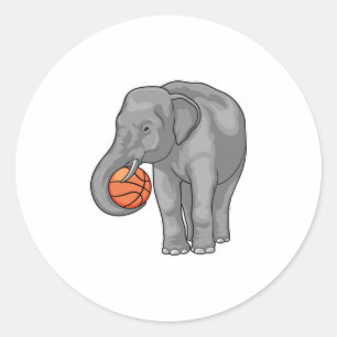 Elephant Basketball player Basketball Classic Round Sticker