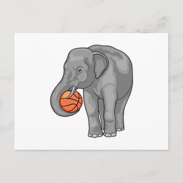 Elephant Basketball player Basketball Postcard (Front)