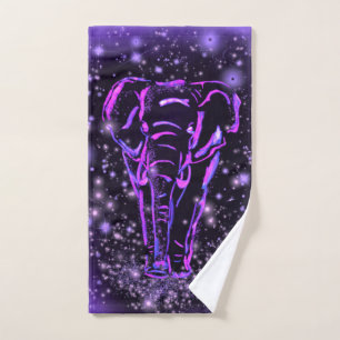 Elephant Bath Towels Set Purple Pink Starry Night 
