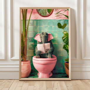 Elephant Bathroom Print Funny Bathroom Wall Decor