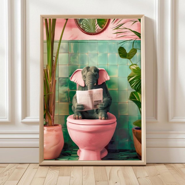 Elephant Bathroom Print Funny Bathroom Wall Decor  (Creator Uploaded)
