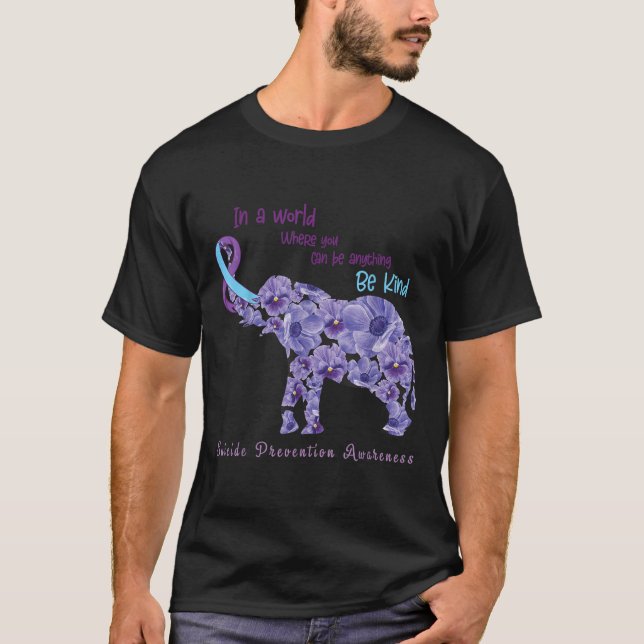 Elephant Be Kind Semicolon Suicide Prevention Awar T-Shirt (Front)