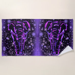 Elephant Beach Towel Purple Pink Starry Night