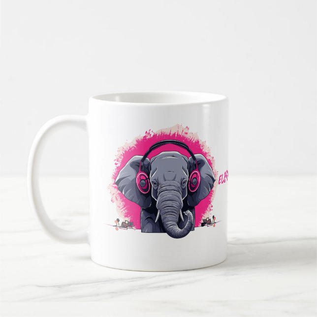 Elephant Beats DJ Coffee Mug (Left)