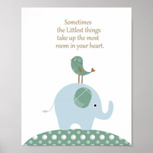 Elephant bird nursery art poster