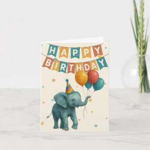 Elephant Birthday Card – Adorable Party Animal