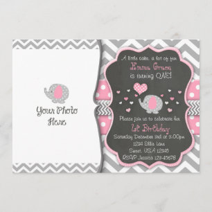 Elephant Birthday Invitation Chalkboard Invite