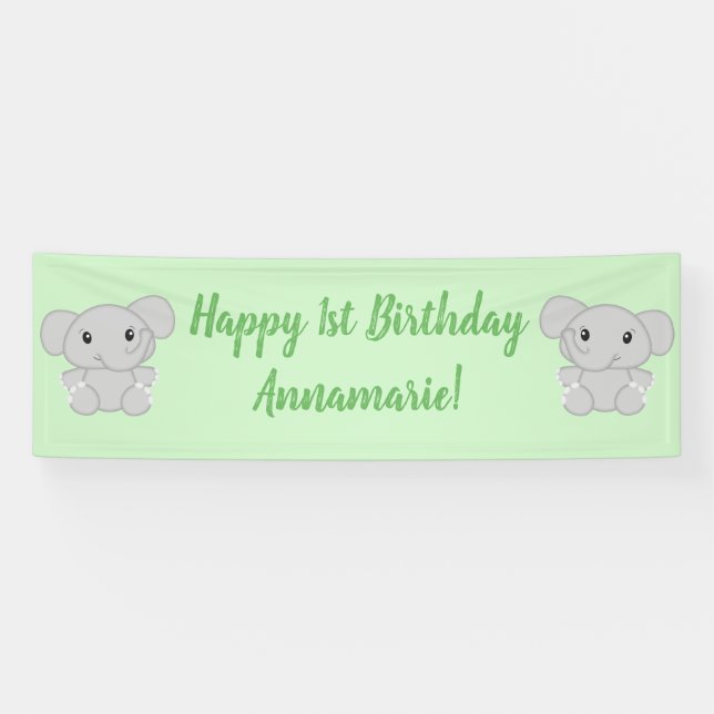 Elephant Birthday Party Banner (Horizontal)