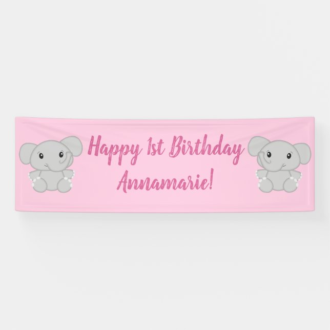 Elephant Birthday Party Banner (Horizontal)