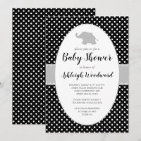 Elephant Black White Polka Dot Baby Shower