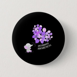 Elephant Blowing Up Lloons Overdose Awareness  6 Cm Round Badge