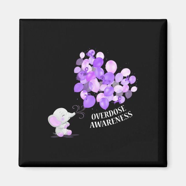 Elephant Blowing Up Lloons Overdose Awareness  Magnet (Front)