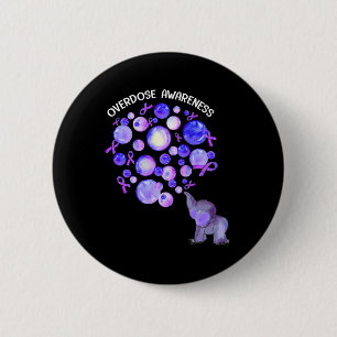 Elephant Blowing Up Purple Balloons Overdose Aware 6 Cm Round Badge
