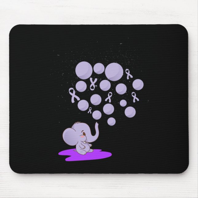 Elephant Blowing Up Purple Balloons Overdose Aware Mouse Pad (Front)
