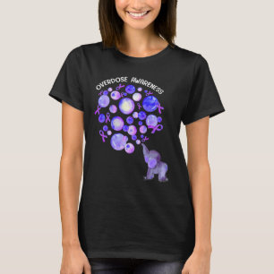 Elephant Blowing Up Purple Balloons Overdose Aware T-Shirt