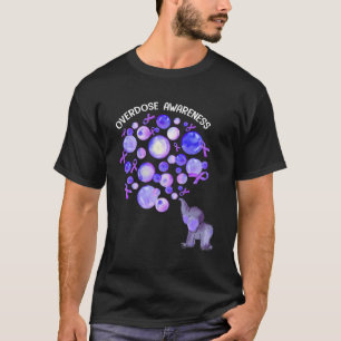 Elephant Blowing Up Purple Balloons Overdose Aware T-Shirt