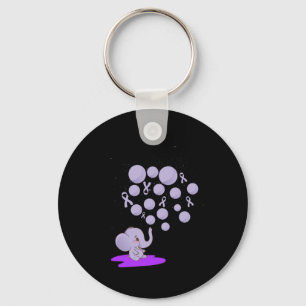 Elephant Blowing Up Purple Lloons Overdose Awarene Key Ring