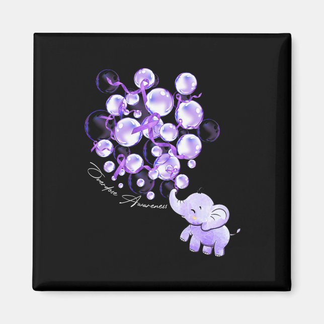 Elephant Blowing Up Purple Lloons Overdose Awarene Magnet (Front)