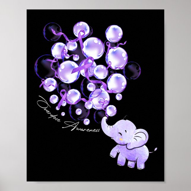 Elephant Blowing Up Purple Lloons Overdose Awarene Poster (Front)