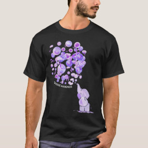 Elephant Blowing Up Purple Lloons Overdose Awarene T-Shirt