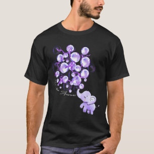 Elephant Blowing Up Purple Lloons Overdose Awarene T-Shirt