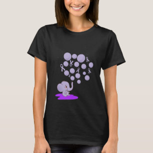 Elephant Blowing Up Purple Lloons Overdose Awarene T-Shirt