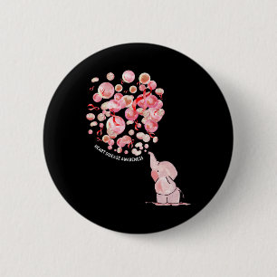Elephant Blowing Up Red Balloons Heart Disease Awa 6 Cm Round Badge