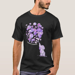 Elephant Blowing Upp Purplee Balloons Fibromyalgia T-Shirt