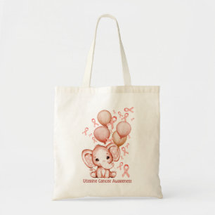 Elephant Blows Up Peach Balloons Uterine Cancer Aw Tote Bag