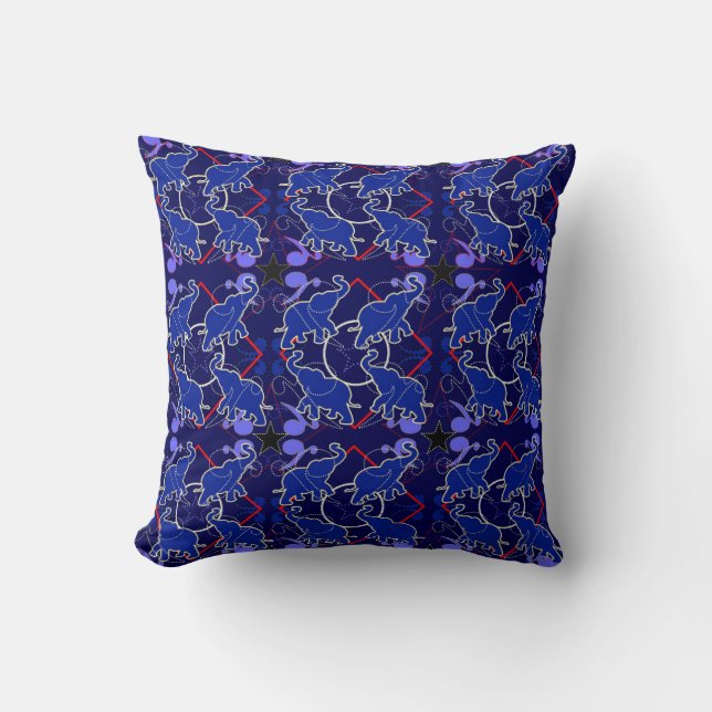 Elephant Blue Bandanna Pillow (Front)