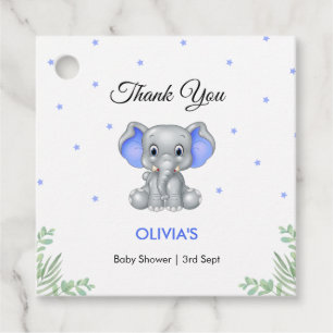 Elephant Blue Boy Baby Shower Thank You  Favour Tags