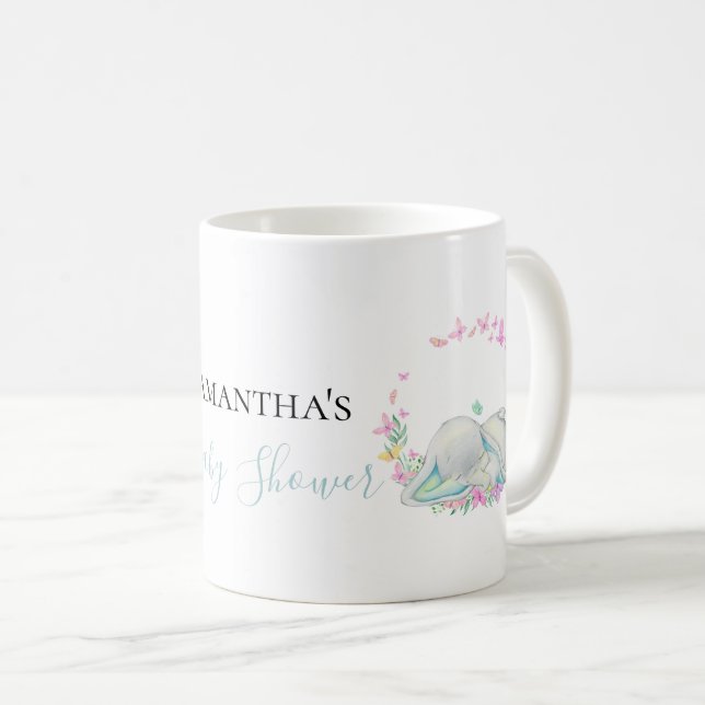 elephant blue butterflies Coffee Mug (Front Right)