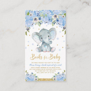 Elephant Blue Floral Baby Shower Bring a Book Enclosure Card