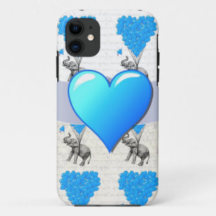 Elephant & blue heart balloons Case-Mate iPhone case
